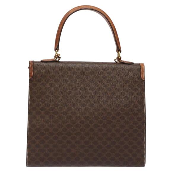 CELINE Macadam Canvas Hand Bag Pvc Leather Brown Gold - Picture 3 of 13